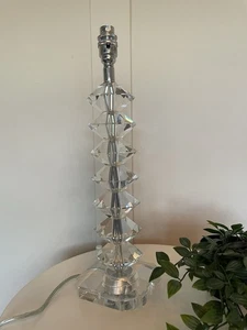 Lampada vetro cristallo piombo pesante alta Hollywood Regency prisma contemporaneo 45 cm - Foto 1 di 7