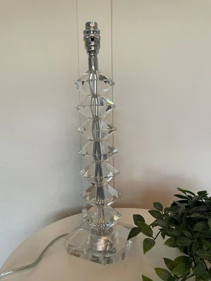 Heavy Lead Crystal Glass Lamp Tall Hollywood Regency Contemporary Prism 45cm - Image 1 of 4