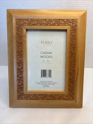复古 Furio 家庭休闲森林相框 4x6 2001 年目标天然木叶 — 第 1/3 张图片