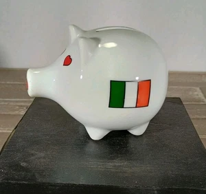 Piggy Bank, 3", Porcelain, Small, Irish Flag Tricolor - Picture 1 of 6
