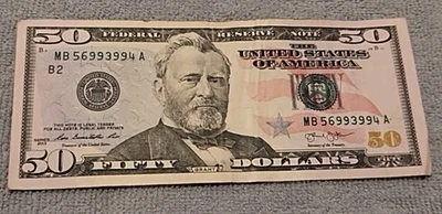 USA Federal Reserve Note $50 Dollars~ Fifty Dollars 2013~ Special Series Numbers - Image 1 of 4