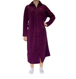 Mujer Givoni Borgoña Largo Medio Cremallera Polar Vellón Vestido Bata de Baño 76 - Imagen 1 de 4