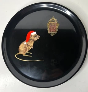 COUROC Ratón y Reloj Navidad 10.5" Bandeja “Fue la Noche Antes de Navidad” MCM - Imagen 1 de 2