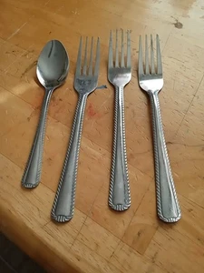 Vintage Gibson Perlen Besteck Set 4 Teile Edelstahl Porzellan...3 Gabeln/1 Löffel - Bild 1 von 6