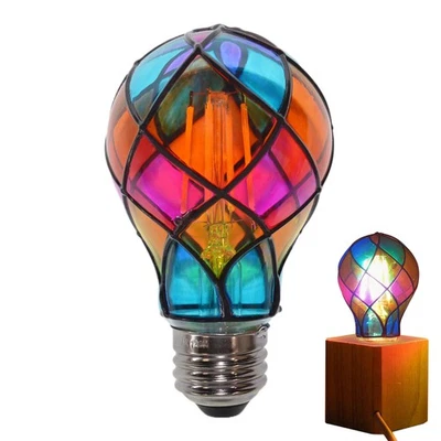 Stained Glass Light Bulb E26 4W 120V LED Lightbulb Romantic Lighting Festive  - Image 1 of 4