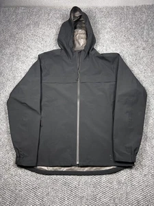 prAna Jacket Mens Large Black Hooded Rain Shell Waterproof Taped Seams Outdoor - Picture 1 of 7