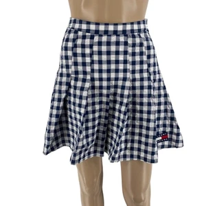 Tommy Hilfiger Women Blue Gingham Pleated Skirt Size XS - Picture 1 of 10