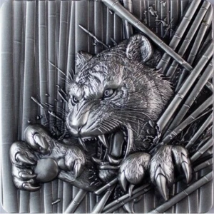 Furious Beasts Series Tiger 2 oz Pure Silver Stackable in Capsule  South Korea - Picture 1 of 3