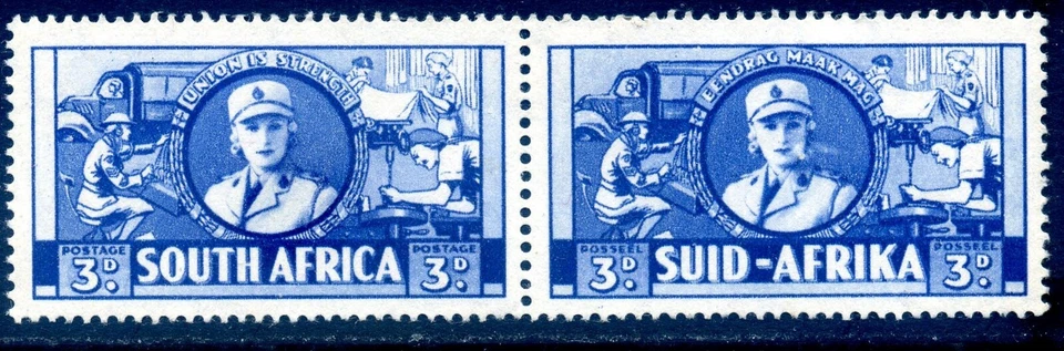South Africa 1941 War Effort 3d “cigarette” flaw (SG 91a) mounted mint - Image 1 of 1