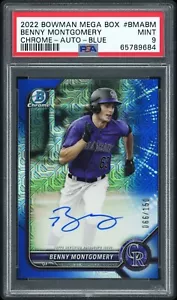 Benny Montgomery 2022 Bowman Chrome #BMA-BM Mega Blue Refractor Auto /150 PSA 9 - Picture 1 of 2