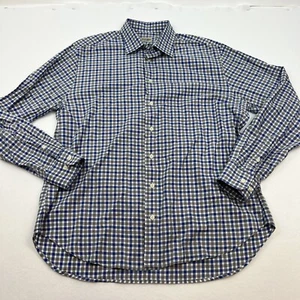 VTG Gitman Bros Button Up Shirt Plaid Check Blue Gray White Cotton Mens XL - Picture 1 of 9