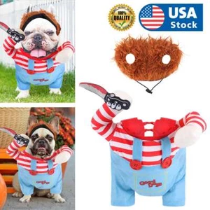 Chucky Dog Cosplay Fancy Costume Halloween Dog Clothes for Small Medium Dogs - Picture 1 of 11