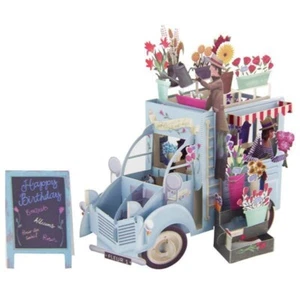 3D Pop Up Happy Birthday Greeting Card CAR FLOWER FAMILY FRIEND LOVER TEACHER - Picture 1 of 4