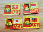 Camp Safety Match - Flags Of Nations - Japan plus - 4 x Vintage Matchbox Labels