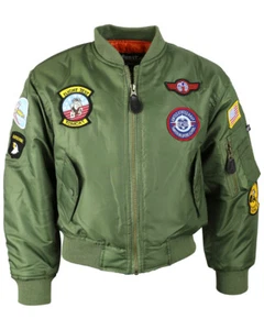 Kids Pilots Jacket MA1 Air Force Flight Jacket 3-13 Years - Picture 1 of 4