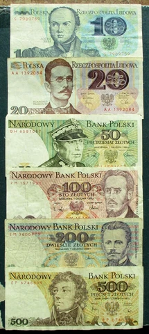 OLD BANKNOTES OF POLAND (PEOPLE'S REPUBLIC) BEM TRAUGUTT DABROWSKI KOSCIUSZKO Cover
