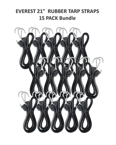 15pk 21" Rubber Tarp Straps with S Hooks - Picture 1 of 2