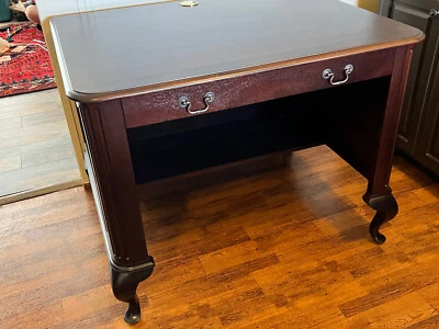 Custom Crafted Mahogany Computer Desk - Image 1 of 4