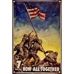 MARINES Raising FLAG on Iwo Jima, 12"x8" Metal Sign-seller is Vietnam Combat Vet - Picture 1 of 2