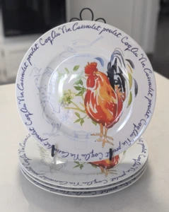 Tabletops Gallery Coq Au Vin Plates 10.5" Dinner Chicken Design Plates - Picture 1 of 5