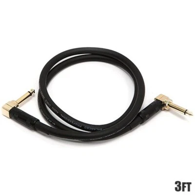 3FT Premium 6.35mm 1/4" Mono TS Male to Male Right Angle Audio Cable 16AWG Gold - Image 1 of 2
