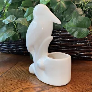 Vaso piantatrice MCM Ecru Heron Stork Bird Senza Marchio 8"" Ascensore/Van Briggle Ceramica? - Foto 1 di 11