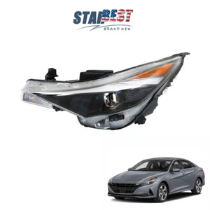 For Hyundai Elantra 2021-2022 Headlight Assembly Halogen Clear LH/Driver Black - Picture 1 of 12