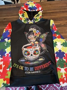 It’s OK To Be Different Autism Awareness Sweatshirt Sugar Skull Fairy - Picture 1 of 10