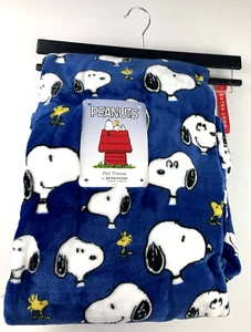 NEU Peanuts Snoopy & Woodstock Fun Faces extra lange blaue Decke 60" x 70" Neu mit Etikett - Bild 1 von 7
