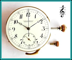 Swiss QUARTER REPEATER Chronograph Pocket Watch Movement - 50mm - WORKING - Picture 1 of 11