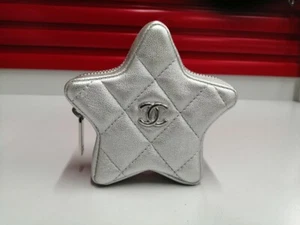 CHANEL Star Accessory Pouch Silver with Star Motif Authentic - Picture 1 of 9