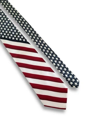 Stonehenge Mens 100% Silk Tie Stars Stripes USA American Flag Necktie - Image 1 of 4