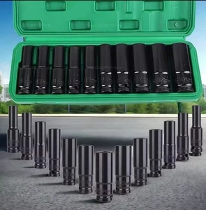 10pc Deep Socket Wrench Set 10-24mm with Case – Heavy Duty Metric Impact Sockets - Picture 1 of 3