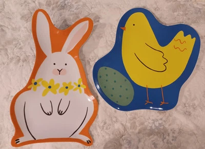 NEW Set Of 2 Target Room Essentials Spring Easter Bunny & Chick Melamine Plates  - Image 1 of 4
