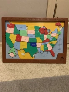 Mappa magnetica vintage degli Stati Uniti - un giocattolo guida per bambini, made in USA con scatola - Foto 1 di 12