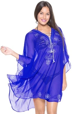 LA LEELA Women's Mini Beach Bathing Suit Swimwear Cover Ups US 16-30W Blue_N136 - Image 1 of 3