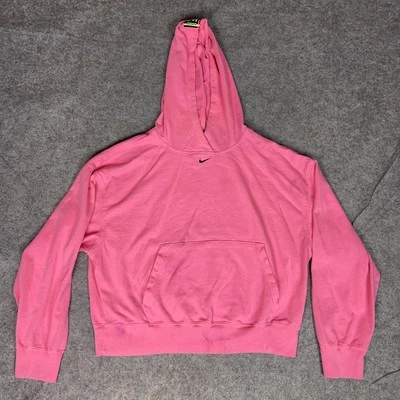 Sudadera con Capucha Nike Para Mujer Pequeña Rosa Centro Swoosh Bordado Pullover Recortado Logo Foto 1 de 4
