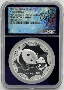 2012 1 Oz Silver Panda Philadelphia ANA World Fair of Money NGC PF69UC TraderBea - Picture 1 of 4