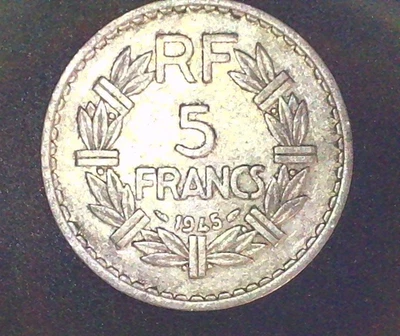 MONEDA FRANCIA CINCO (5) FRANCOS 1945  Foto 1 de 2