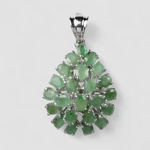 Colombian Green Emerald Handmade 925 Sterling Silver Fine Jewelry Charm Pendants - Picture 1 of 8
