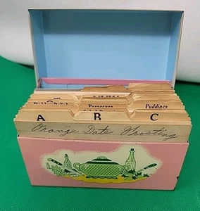 Vintage 1950's Pink Retro Atomic Mid Century Recipe Holder Box Kitchen Decor - Picture 1 of 13