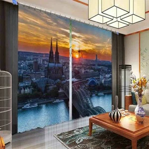 Beautiful Evening In City 3D Blockout Photo Print Curtain Fabric Curtains Window - Imagen 1 de 10
