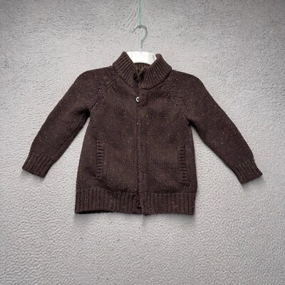 Gap Kids Sweater Boys XS 4/5 Brown Wool Blend Full Zip Mock Neck Casual - Image 1 of 4
