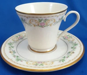 Gorham Royalston Teetasse und Untertasse 6 Unzen Creme Porzellan Rosen Goldrand - Bild 1 von 11