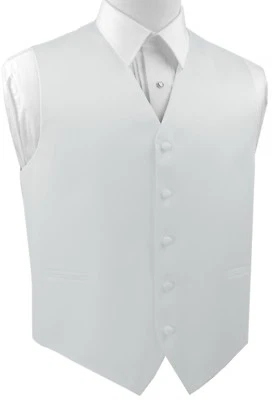 Satin White Formal Casual Tuxedo Vest. Wedding, Prom - Image 1 of 3