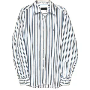 Rocawear Mens Button Front Long Sleeve 100% Cotton Striped Shirt Blue Black Gray - Picture 1 of 8