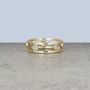 Anillo de oro amarillo de 14 quilates con diamantes naturales para mujer joyas de boda regalos de aniversario - Imagen 1 de 5