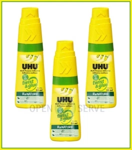 3x UHU Multi Purpose Adhesive Twist & Glue - Solvent Free | Refillable - 35ml - Picture 1 of 4