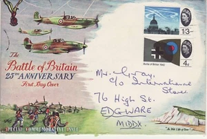 GB Briefmarken Souvenir Cover Battle of Britain 25th Anniversary, Military RAF 1965 - Bild 1 von 1