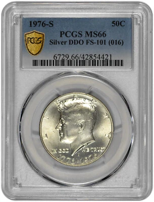 1976 S 50c Kennedy Half Dollar PCGS MS 66 Silver DDO FS-101 - Image 1 of 2